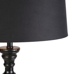 Lampă de podea cu abajur de bumbac negru cu aur 45 cm - Classico