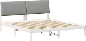vidaXL Cadru de pat Alb și gri deschis 180 x 200 cm Lemn masiv de pin