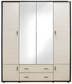 Dulap Torino cu oglinzi, 165 x 54 x 202 cm, Wenge / Brad