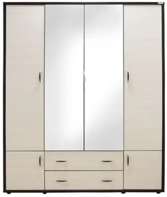 Dulap Torino cu oglinzi, 165 x 54 x 202 cm, Wenge / Brad