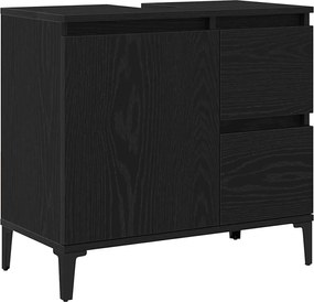 vidaXL Dulap de Baie cu ușă Stejar Negru 65 x 33 x 60 cm Lemn compozit