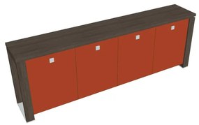 Dulap mic Verno+ S 260 x 46 x 90 cm, uși de sticlă, stejar antracit / portocaliu