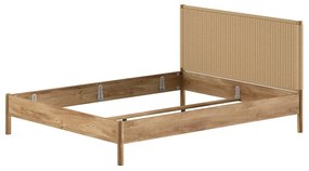 Pat matrimonial în culoare naturală din lemn de stejar fără somieră 160x200 cm Olive Rope – Vipack