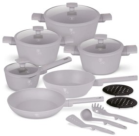 RESIGILAT - Set Oale si tigai 15 piese, antiaderente Taupe Collection Berlinger Haus BH 8111