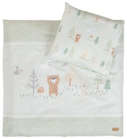 Lenjerie de pat pentru copii verde-deschis din bumbac pentru pătuț 80x80 cm Woodland Buddies – Roba