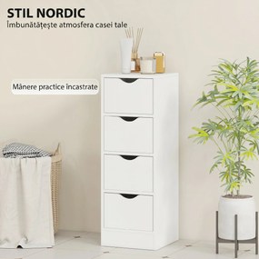 HOMCOM Dulap de Baie Economisitor de Spațiu 4 Sertare în Stil Nordico | Aosom Romania