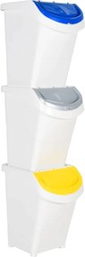 vidaXL Coșuri de gunoi stivuibile cu capace, 3 buc., alb, 120 L, PP