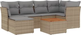 vidaXL Set canapele de grădină, 7 piese, cu perne, bej, poliratan