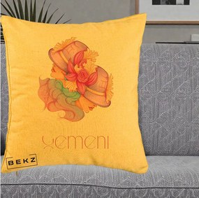 Perna Personalizata Zodie Gemeni, 40x40 cm, Galben, Husa Detasabila, Perna Inclusa, BEKZ®