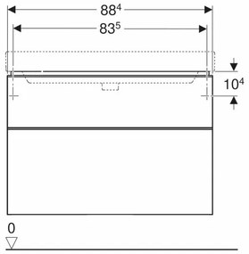 Dulap baza pentru lavoar suspendat Geberit Smyle Square nuc 2 sertare 89 cm