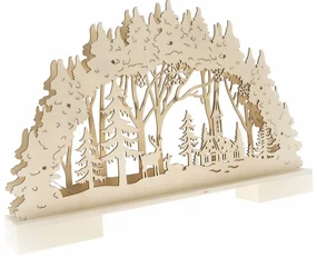 Decorațiune de Crăciun din lemn cu LED-uri Cerb șibiserică maro, 41 x 26 x 5 cm