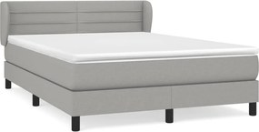 vidaXL Pat box spring cu saltea, gri deschis, 140x190 cm, textil