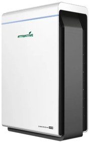 Purificator de aer Attractive Oberon 350, 85W, Pana la 65 m², 350 m³/h, 3 viteze, Wi-Fi, Ionizare, Senzori inteligenti, Telecomanda, Ecran tactil, Alb/Negru
