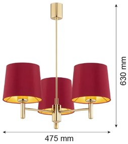 Lustră pe tijă PONTE PLUS 3xE27/15W/230V roșu Argon 6266