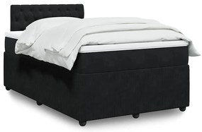 vidaXL Pat box spring cu saltea, negru, 120x200 cm, catifea