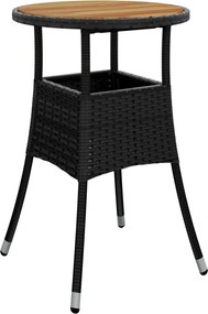 vidaXL Masă de grădină, negru, Ø60x75cm, lemn de acacia/poliratan