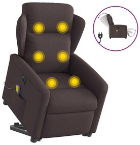 vidaXL Fotoliu electric masaj rabatabil cu ridicare maro închis textil