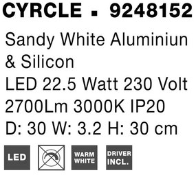 Aplica LED de perete design ambiental CYRCLE 30cm alba