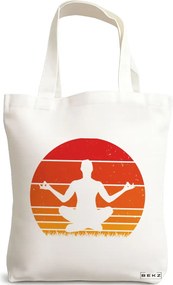 Sacosa de Panza pentru Cumparaturi, Geanta Tote Yoga 11, 38x34.5 cm, Alba, BEKZ®