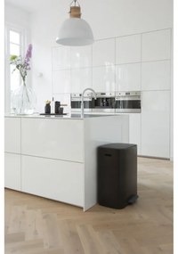 Cos de gunoi Brabantia Bo Pedal 1003191, 2x30 L, Inchidere lina, Baza antiderapanta, Negru