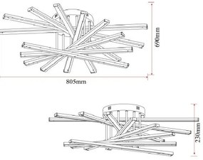 Lustră LED cu 9 surse de iluminare, 164W, cu telecomandă – Design elegant negru
