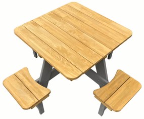 Set mobilier de grădină pentru copii, realizat din lemn, maro / gri, PIKIO