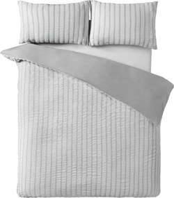 Lenjerie de pat gri pentru pat de o persoană 135x200 cm So Soft Seersucker Stripe – Catherine Lansfield
