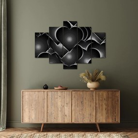 Tablou cu inimile alb - negre (150x105 cm)