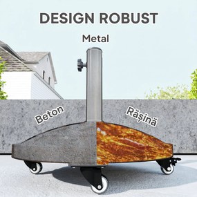 Outsunny Bază Rotundă pentru Umbrelă de Terasă cu Roți, Bază din Rășină de 21 kg, Suport Robust pentru Stâlpi de 3,3/3,8/4,8 cm pentru Exterior, Grădină, Marginea Piscinei, Bronz | Aosom Romania