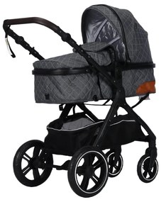 Carucior nou nascuti 2 in 1 NOVOKIDS™ X1000 series, Cu geanta bebe, Cadru Aluminiu, Amortizoare, Roti din cauciuc plin AVE, Landou, Spatar reglabil 3