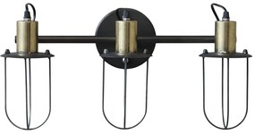 Aplică de perete din metal, cu 3 surse de lumină, finisaj negru antichizat, Factory