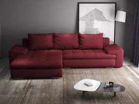 Colțar extensibil dumonde cu ladă de depozitare si sezut confortabil din spuma high-density, Leonardo Enjoy Rosu 260x185 cm