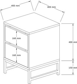 Noptiera Oliva cu 2 sertar culoare nuc 55 cm