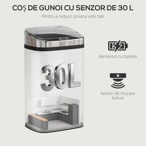 HOMCOM Cos de gunoi cu senzor 50L inox elegant | Aosom Romania