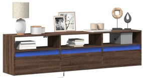 vidaXL Dulap TV de perete cu lumini LED, stejar maro, 180x31x45 cm