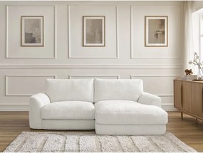 Colțar alb cu tapițerie din chenille (cu colț pe partea dreaptă/cu șezlong) Leonore – Bobochic Paris