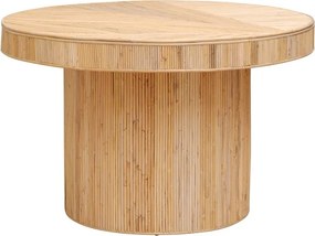 Masă dining rotundă din ratan, natur, 4–5 locuri, cu picior central cilindric, 76 x 120 cm, „Carica”