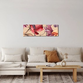 Tablou - Flori de epocă (cu ceas) (90x30 cm)