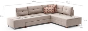 Coltar extensibil pe dreapta Manama, Balcab Home, 280x206x85 cm, lemn, crem