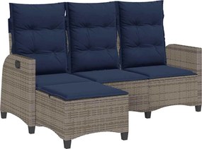 vidaXL Canapea grădină înclinabilă cu perne formă de L polirattan gri