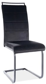 Scaun de bucaterie Oceanus Velvet, negru/argintiu