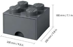 Cutie depozitare cu sertar LEGO®, gri închis