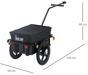 HOMCOM Remorcă Cărucior pentru Bicicletă cu Coș în Oțel, 144x59x80 cm, Negru | Aosom Rmania