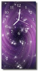 Ceas de perete din sticla vertical Universul galaxy violet