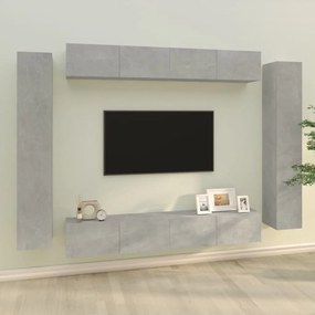 vidaXL Set dulap TV, 8 piese, gri beton, lemn prelucrat
