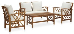 vidaXL Set mobilier de grădină cu perne, 4 piese, lemn masiv de acacia