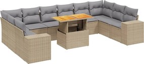 vidaXL Set canapele de grădină cu perne, 11 piese, bej, poliratan