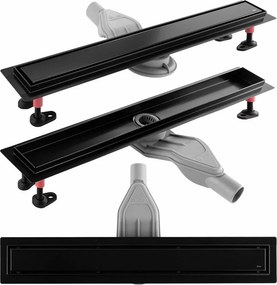 Set rigola pentru dus plus capac negru Rea Neox Superflow 60 cm