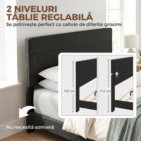 HOMCOM Cadru de Pat Dublu cu Lamele, 160x200cm, Negru | Aosom Romania
