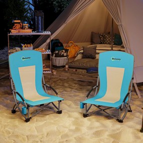 Outsunny Set Scaune Plajă Albastru cu Accesorii | Aosom Romania